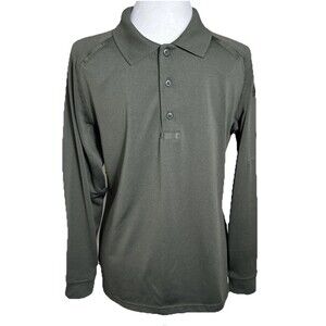 5.11 Tactical Jersey Long Sleeve Polo Shirt Pocket Green Excellent Men Small